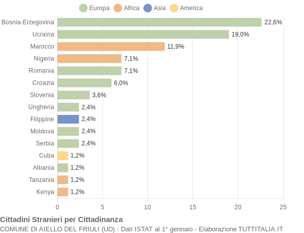 Grafico cittadinanza stranieri - Aiello del Friuli 2011