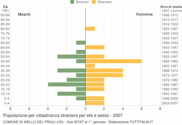 Grafico cittadini stranieri - Aiello del Friuli 2007