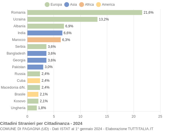 Grafico cittadinanza stranieri - Fagagna 2024