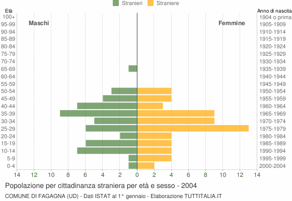Grafico cittadini stranieri - Fagagna 2004