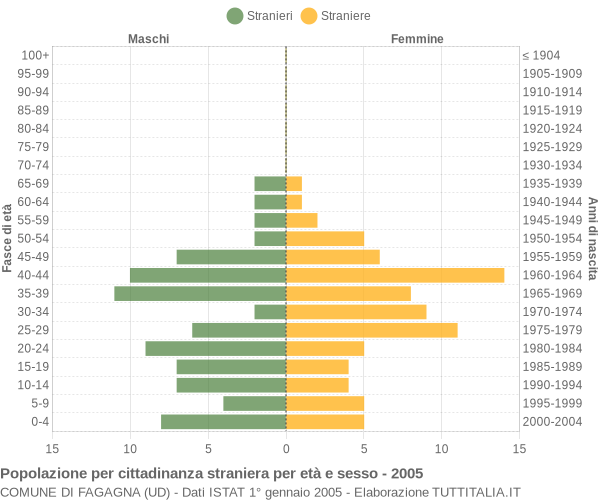 Grafico cittadini stranieri - Fagagna 2005
