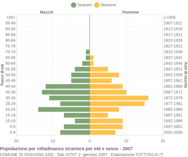 Grafico cittadini stranieri - Fagagna 2007