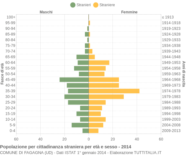 Grafico cittadini stranieri - Fagagna 2014