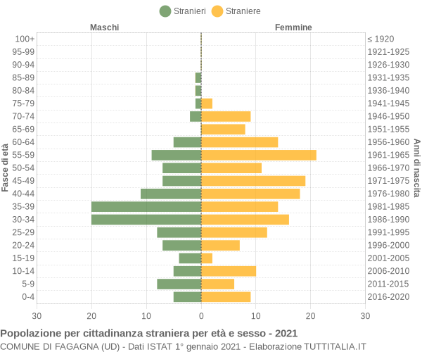 Grafico cittadini stranieri - Fagagna 2021