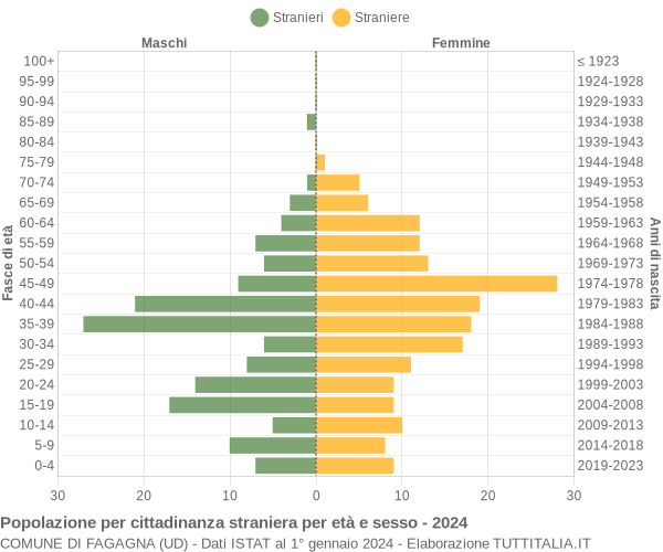 Grafico cittadini stranieri - Fagagna 2024