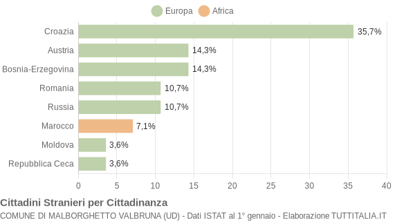 Grafico cittadinanza stranieri - Malborghetto Valbruna 2010