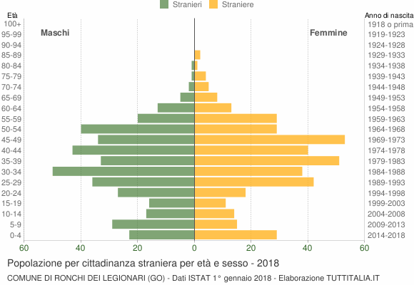 Grafico cittadini stranieri - Ronchi dei Legionari 2018