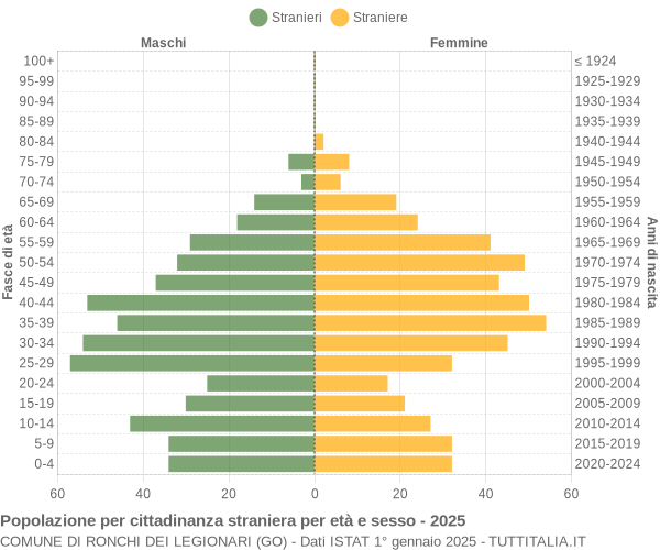 Grafico cittadini stranieri - Ronchi dei Legionari 2025
