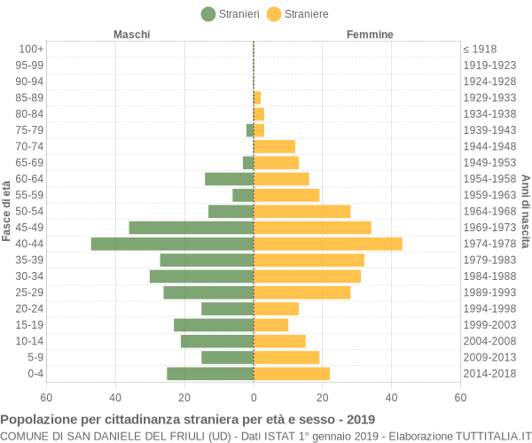 Grafico cittadini stranieri - San Daniele del Friuli 2019