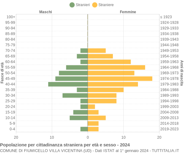 Grafico cittadini stranieri - Fiumicello Villa Vicentina 2024