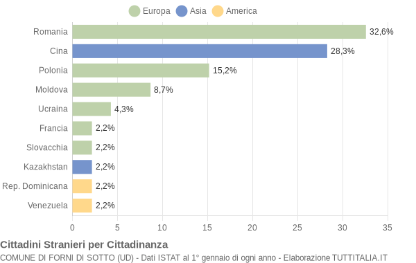 Grafico cittadinanza stranieri - Forni di Sotto 2010