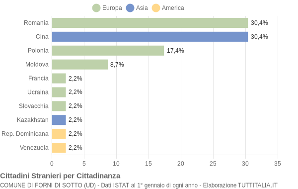 Grafico cittadinanza stranieri - Forni di Sotto 2011