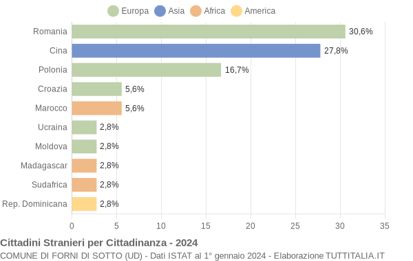 Grafico cittadinanza stranieri - Forni di Sotto 2024