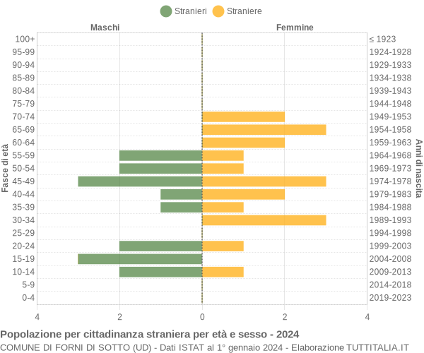 Grafico cittadini stranieri - Forni di Sotto 2024