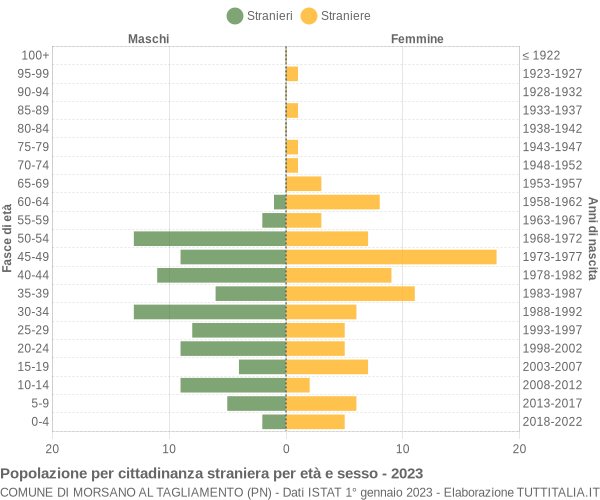 Grafico cittadini stranieri - Morsano al Tagliamento 2023