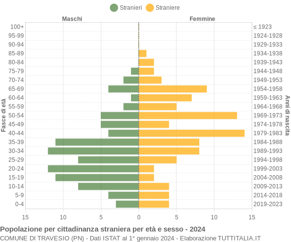 Grafico cittadini stranieri - Travesio 2024