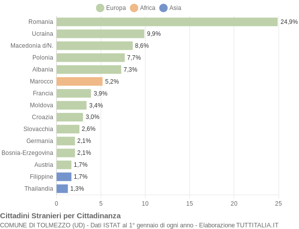 Grafico cittadinanza stranieri - Tolmezzo 2010