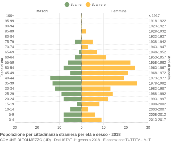 Grafico cittadini stranieri - Tolmezzo 2018