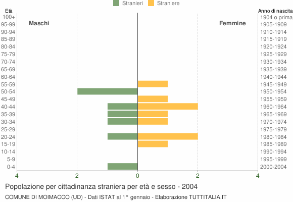 Grafico cittadini stranieri - Moimacco 2004