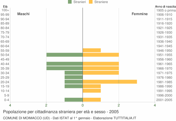 Grafico cittadini stranieri - Moimacco 2005