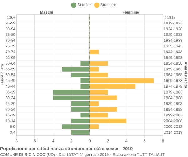 Grafico cittadini stranieri - Bicinicco 2019