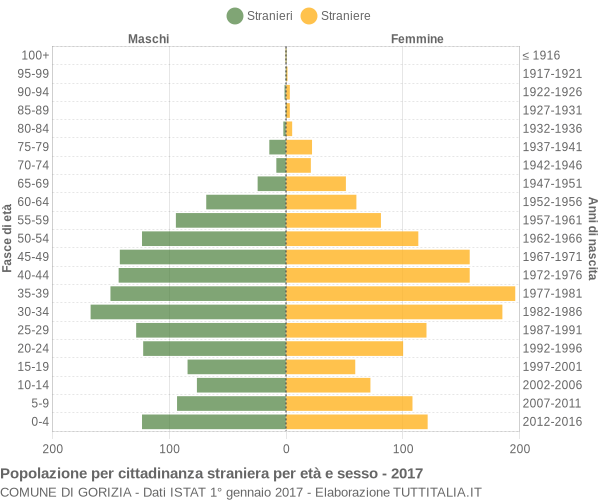 Grafico cittadini stranieri - Gorizia 2017