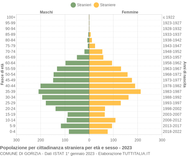 Grafico cittadini stranieri - Gorizia 2023