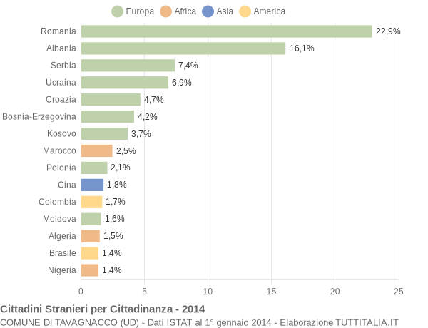 Grafico cittadinanza stranieri - Tavagnacco 2014