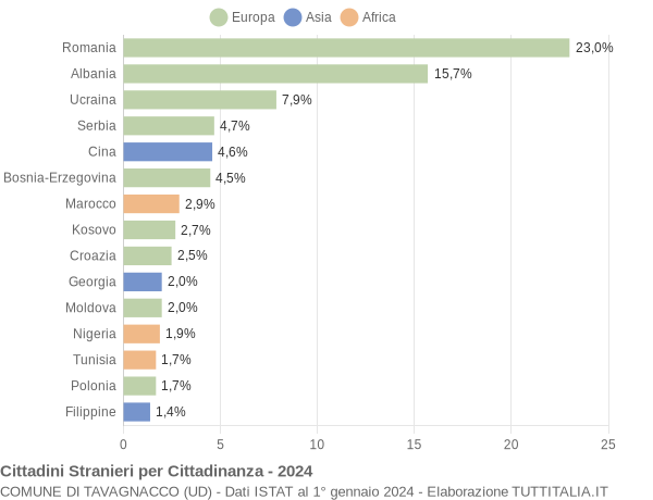 Grafico cittadinanza stranieri - Tavagnacco 2024