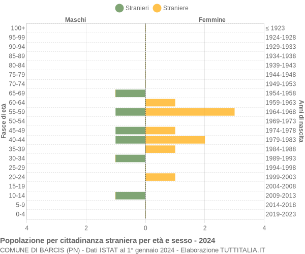 Grafico cittadini stranieri - Barcis 2024