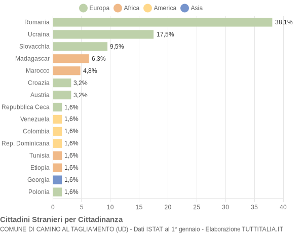 Grafico cittadinanza stranieri - Camino al Tagliamento 2020