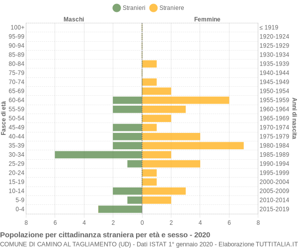 Grafico cittadini stranieri - Camino al Tagliamento 2020