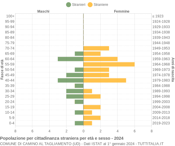 Grafico cittadini stranieri - Camino al Tagliamento 2024