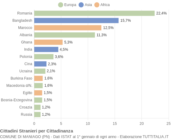 Grafico cittadinanza stranieri - Maniago 2017