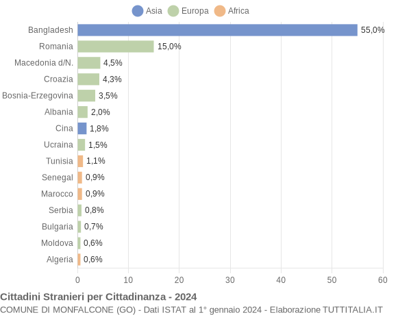 Grafico cittadinanza stranieri - Monfalcone 2024