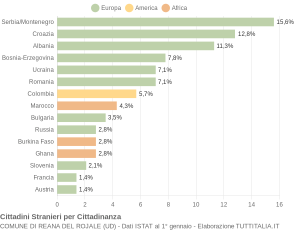 Grafico cittadinanza stranieri - Reana del Rojale 2004