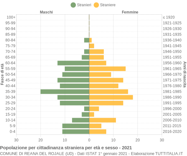 Grafico cittadini stranieri - Reana del Rojale 2021