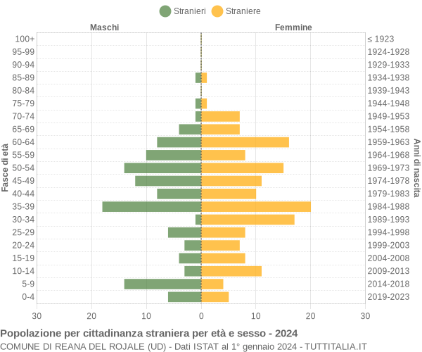 Grafico cittadini stranieri - Reana del Rojale 2024