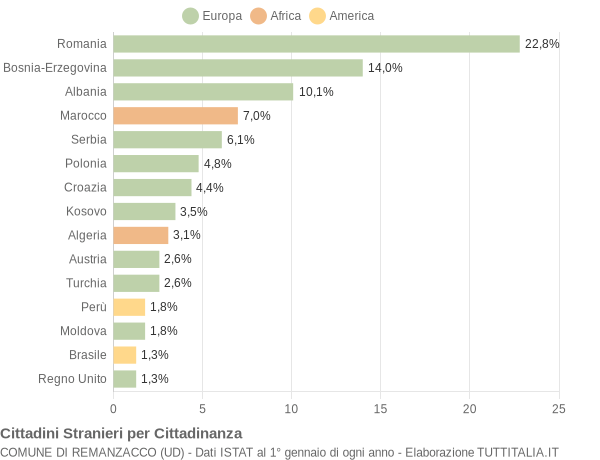 Grafico cittadinanza stranieri - Remanzacco 2009