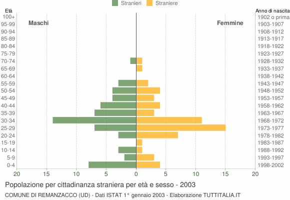 Grafico cittadini stranieri - Remanzacco 2003