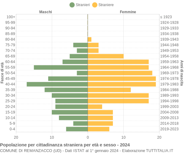 Grafico cittadini stranieri - Remanzacco 2024