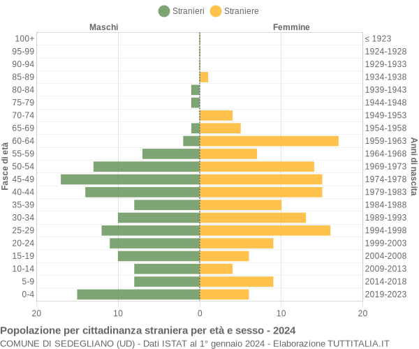 Grafico cittadini stranieri - Sedegliano 2024