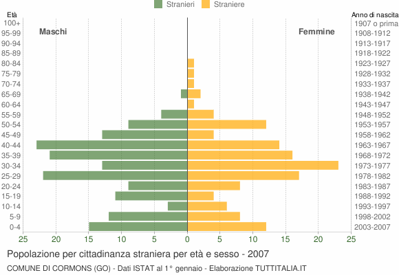 Grafico cittadini stranieri - Cormons 2007