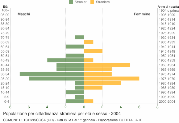 Grafico cittadini stranieri - Torviscosa 2004