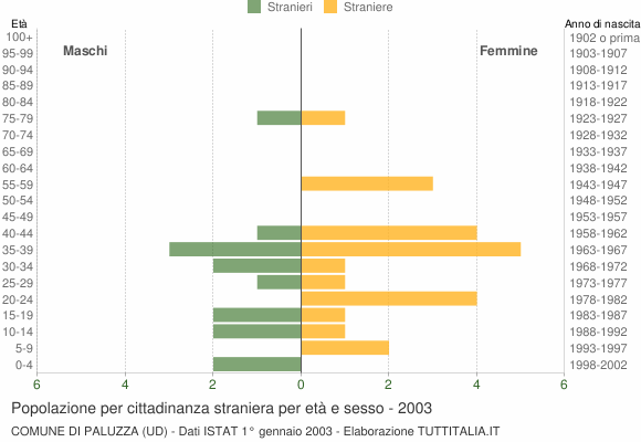 Grafico cittadini stranieri - Paluzza 2003