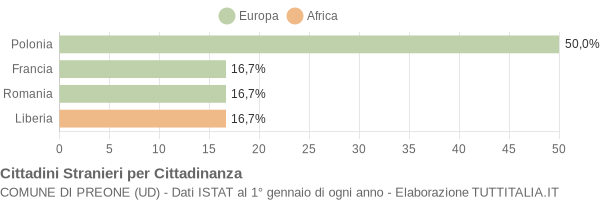 Grafico cittadinanza stranieri - Preone 2008