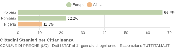 Grafico cittadinanza stranieri - Preone 2012