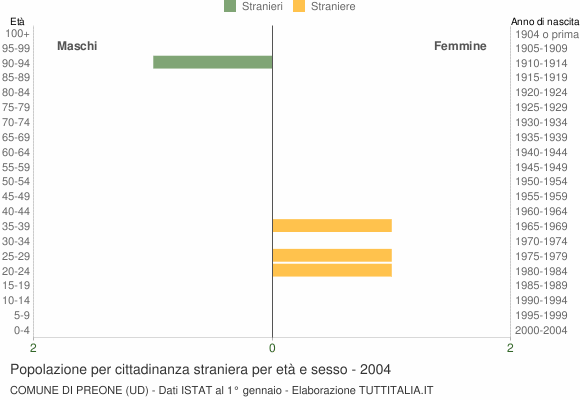 Grafico cittadini stranieri - Preone 2004
