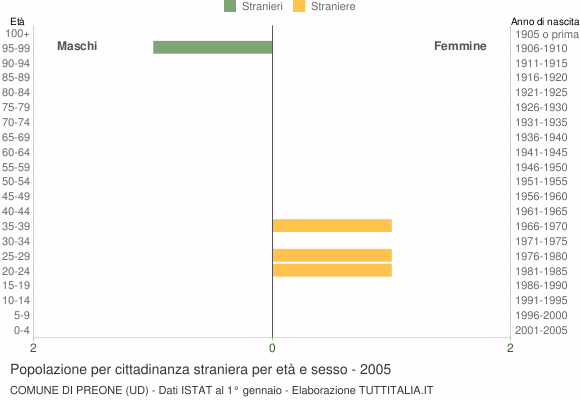 Grafico cittadini stranieri - Preone 2005