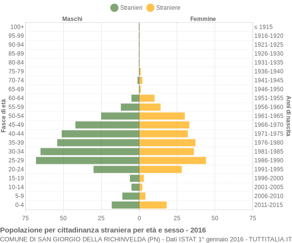 Grafico cittadini stranieri - San Giorgio della Richinvelda 2016